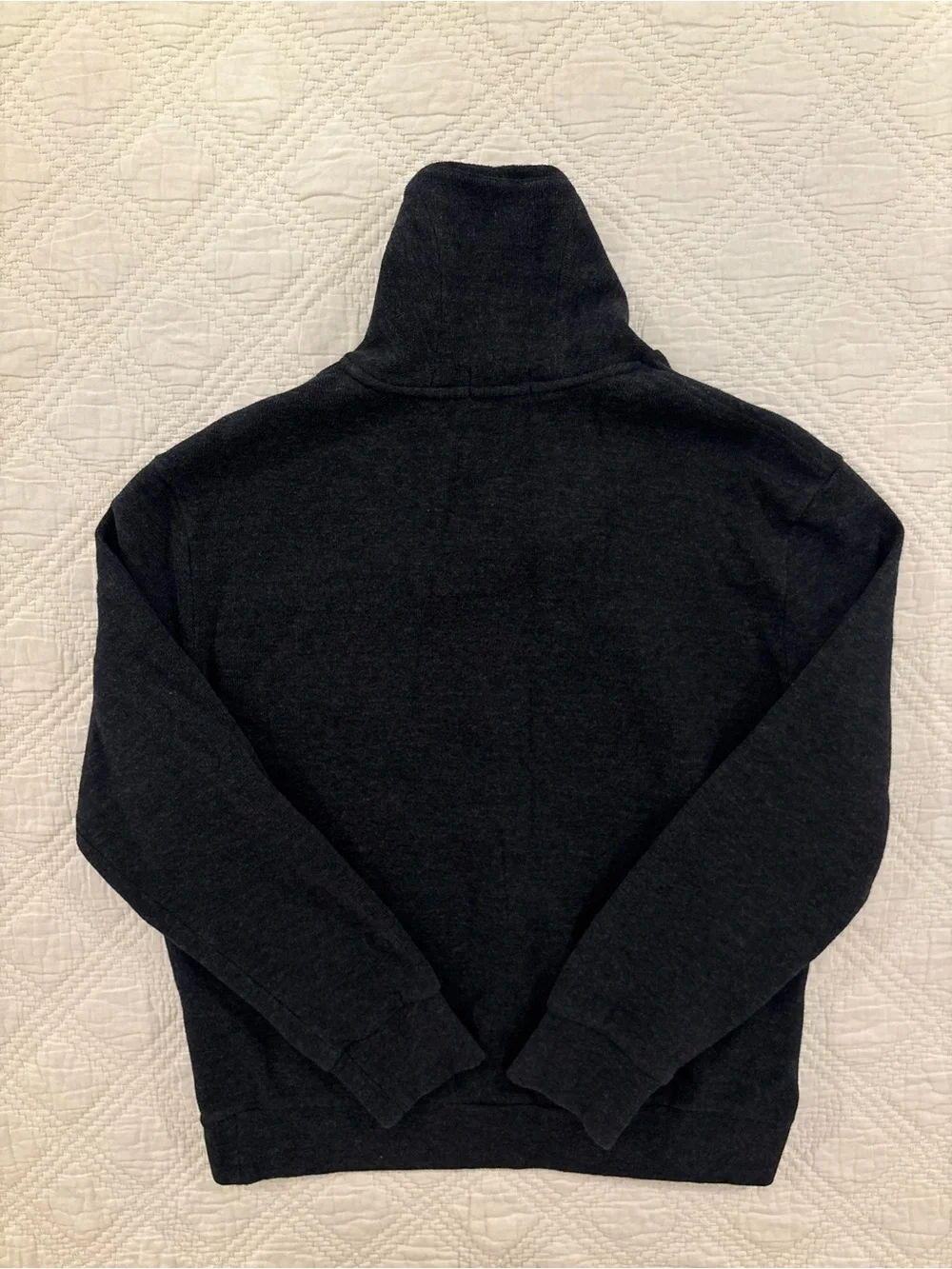 Polo Ralph Lauren Shawl Collar Sweater Mens L Elbow Patches Knit Black Heather